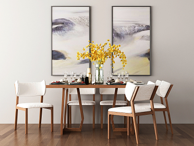 Modern Dining Table and Chair Combination model