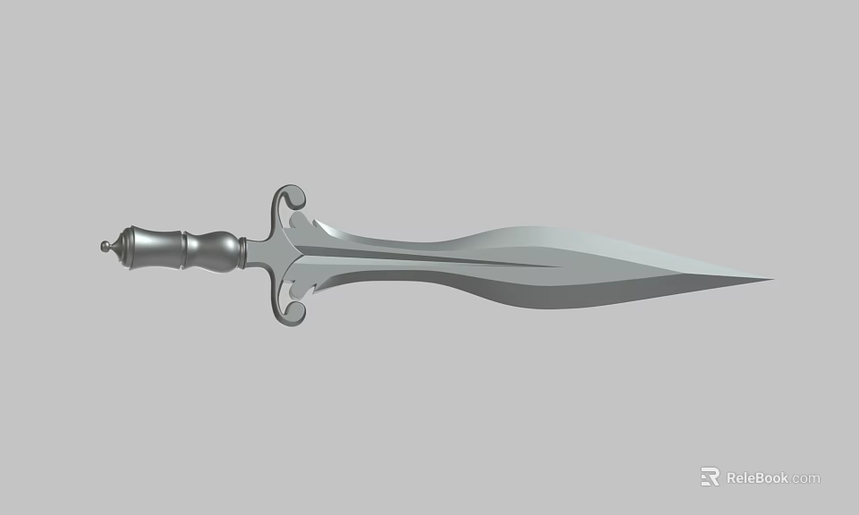 Decorative Metal Dagger With Ornate Handle And Sharp Blade Design 3d model 