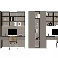 Modern Bookcase Home Office Setup With Desk Computer Chair And Decorative Storage 3d model