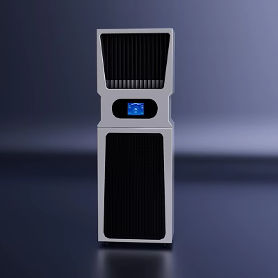 Modern Industrial Equipment With Digital Display Stainless Steel Panel And Ventilation Grilles 3d model