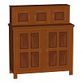 Brown Wooden Decorative Cabinet With Two Tier Design Double Doors And Upper Compartments