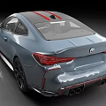 BMW M4 Coupe In Silver Blue With Red Stripes Black Wheels And Yellow Headlights