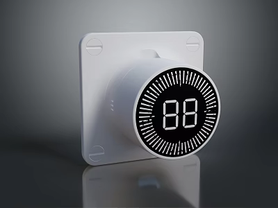 Electronic Home Device With White Square Base And Circular Display Showing Digital Number 88 3d model