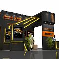 Anpot Exhibition Booth With Premium Quality Black Orange LED Strip Lights Car Display And Plants