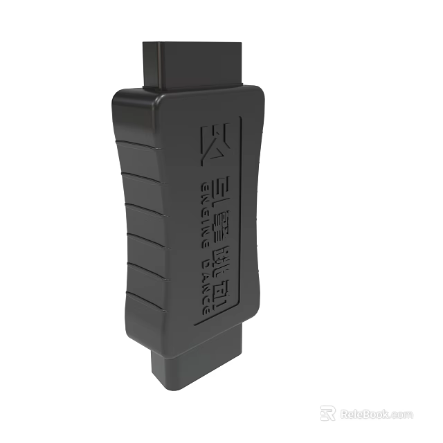 Black Power Device With Textured Surface And Branding Label Details 3d model 