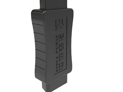 Black Power Device With Textured Surface And Branding Label Details 3d model