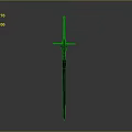 Sleek Black Sword With Red Decorative Patterns And Intricate Hilt Design