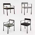 Stylish Leisure Chairs With Various Designs Striped Patterns And Solid Colors 3d model