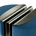 Modern Upholstered Sofa Stools In Blue And Dark Blue With Metal Frames Round Shape 3d model