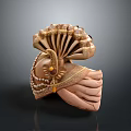 Shell Shaped Ornate Household Item With Golden Accents And Pearl Details