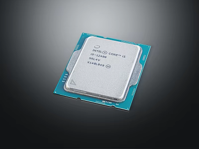 Intel Core i5 Desktop Processor with Silver Heat Sink and Blue Circuit Board 3d model