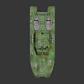 Modern Green Patrol Boat Water Transport With Radar Antennas Yellow Details