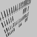 Various Decorative Weapons Collection With Swords Daggers Metallic Blades And Colorful Handles