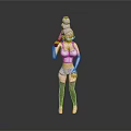 Game Movie Character With Grey Bun Hairstyle Glasses White Top Pink Shorts And Brown Stockings