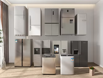 Modern Refrigerator Freezer Refrigerator Freezer Smart Refrigerator Double Door Refrigerator Washing Machine Household Appliances 3d model