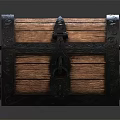 Vintage Wooden Chest With Metal Straps And Ornate Decorative Edges