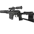 Classic Rifle With Wooden Stock Black Barrel Mounted Scope Ergonomic Grip And Magazine