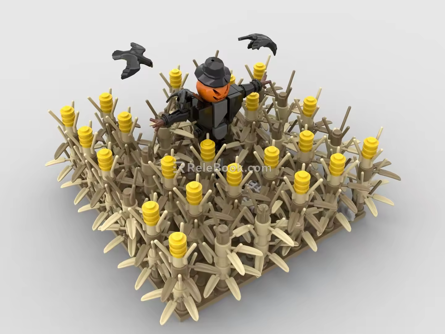 LEGO toy blocks corn field scarecrow crop scene 3d model