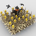 LEGO toy blocks corn field scarecrow crop scene 3d model