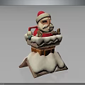 Santa Claus In Red Hat Sitting On Snow Covered Chimney Roof