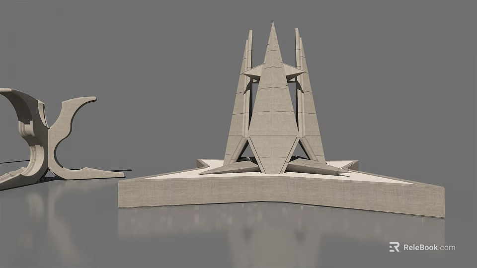 Abstract Architectural Sculpture With Geometric Spires And Solid Base Structure Design 3d model 