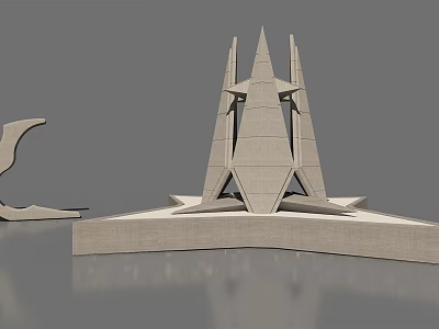 Abstract Architectural Sculpture With Geometric Spires And Solid Base Structure Design 3d model