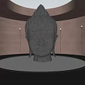 Buddhist Sacred Space Featuring Submerged Buddha Head in Circular Sanctuary With Skylight And Illuminated Lamps