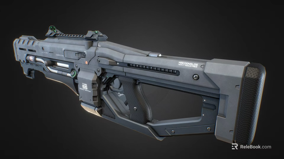 Futuristic Tactical Firearm with Advanced Design Ergonomic Grip Sleek Black Finish and Tactical Scope 3d model 