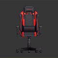 Ergonomic Gray And Red Gaming Chair With Padded Seat Adjustable Armrests And Swivel Base