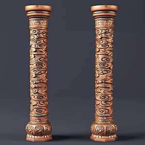 New Chinese Style Pillar Xiangyun Pillar Stone Carving Ornaments 3d model