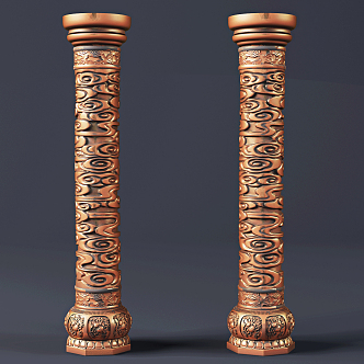 New Chinese Style Pillar Xiangyun Pillar Stone Carving Ornaments 3d model