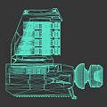 Detailed 3D Rendered Mechanical Component With Cylindrical Parts And Rectangular Structure