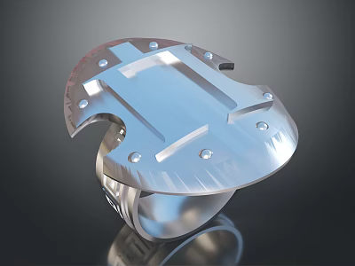 Silver Metal Arm Accessory With Modern Geometric Design And Rivets Reflective Surface 3d model