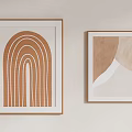 Minimalist Abstract Wall Art With Wooden Frames And Geometric Curved Patterns 3d model