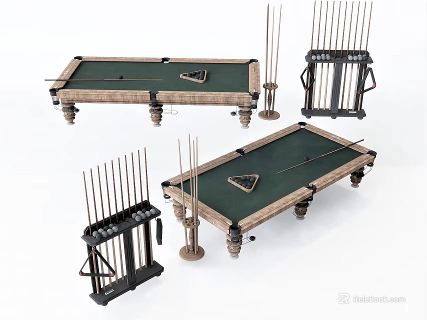 High Quality Billiard Tables And Cue Racks Sports Equipment Set For Game Rooms 3d model 