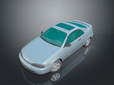 Light Blue Two Door Sedan With Sunroof And Sleek Design On Dark Background 3d model