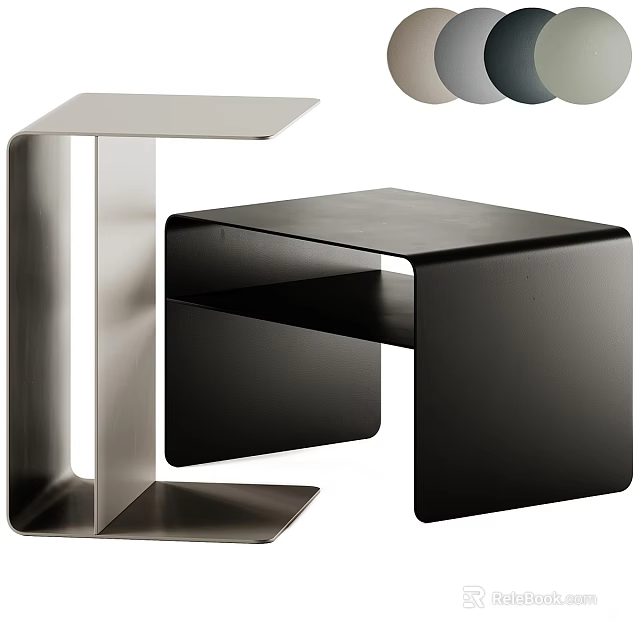 Modern Coffee Table Design With Sleek Metal Frame And Black Silver Finish 3d model 