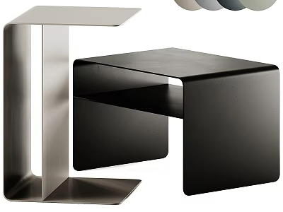 Modern Coffee Table Design With Sleek Metal Frame And Black Silver Finish 3d model