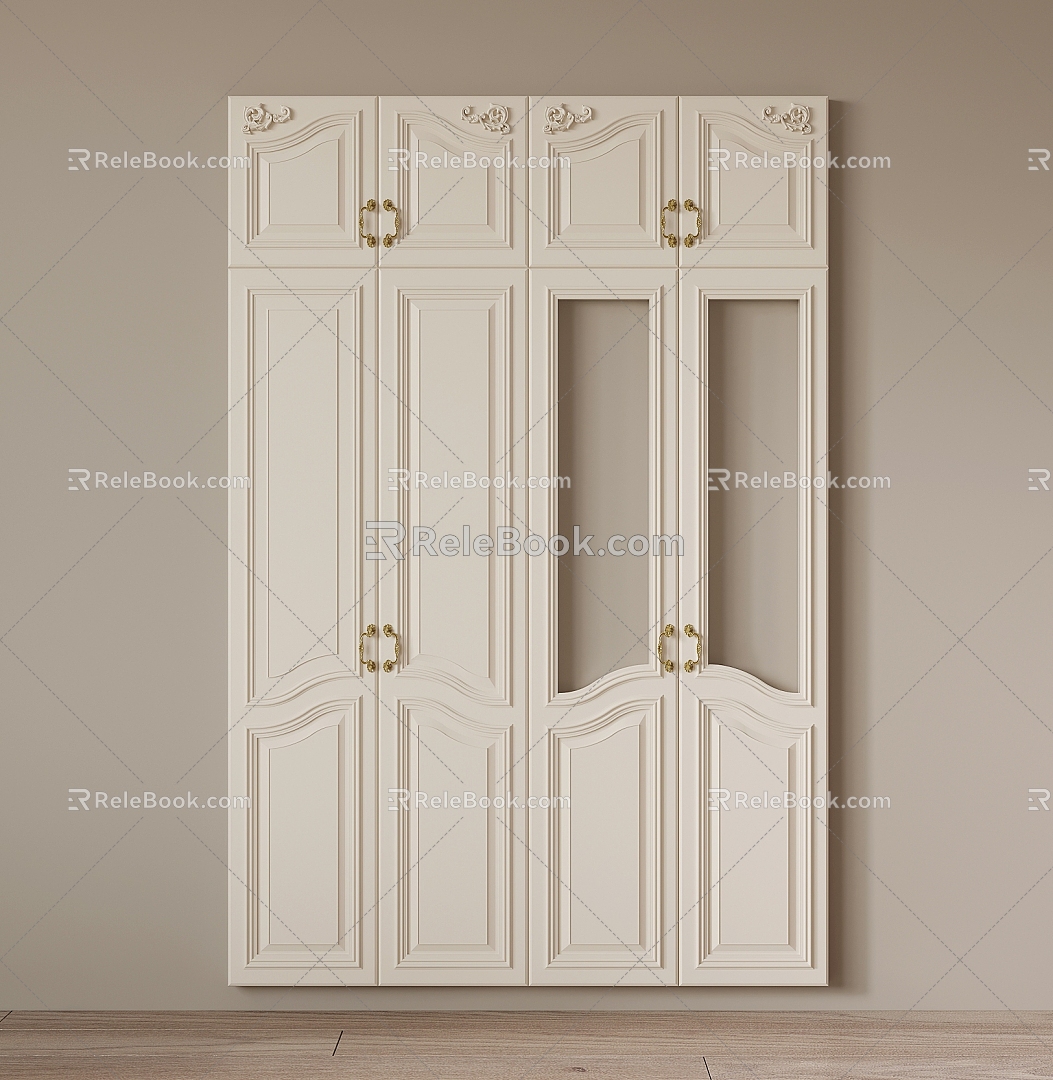 French Cabinet Door Carved Cabinet Door Glass Cabinet Door 3d model