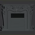 Ornate Classical Fireplace Mantel With Carved Scrolls And Decorative Details