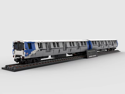 Detailed Building Blocks Metro Train Model With Multiple Cars And Tracks 3d model