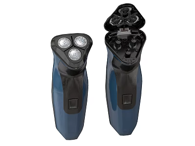 Modern Electric Shaver In Blue Black With Rotary Heads And Ergonomic Grip 3d model
