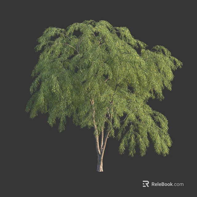 Lush Green Arbor With Weeping Branches And Vibrant Foliage In Natural Landscape 3d model 