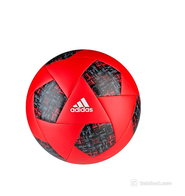 Red And Black Adidas Soccer Ball With Patterned Design And Brand Logo 3d model 