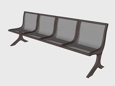 Outdoor Landscape Seating Modern Four Seat Design With Mesh Back And Metal Frame 3d model