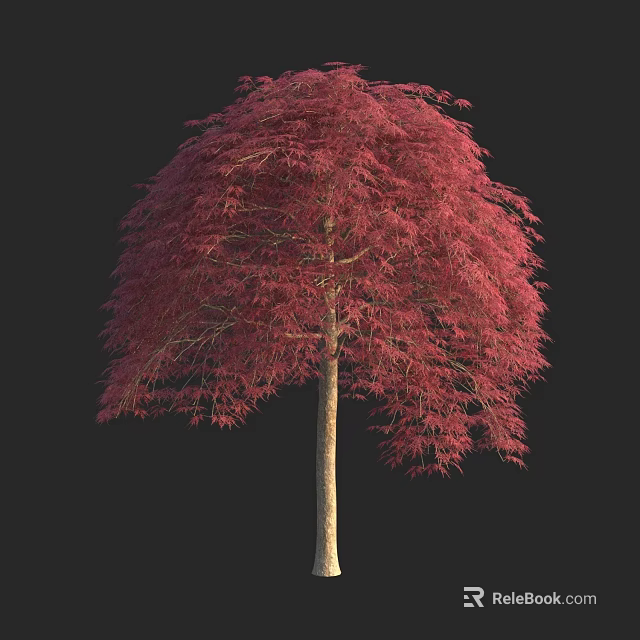 Vibrant Red Leaf Arbor With Umbrella Shaped Canopy And Light Trunk 3d model
