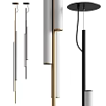 Modern Linear Chandelier With Sleek Brass Silver Metal Rods And Hanging Pendant Lights
