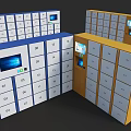 Smart Storage Lockers With Digital Screens Multiple Compartments And Control Panels 3d model