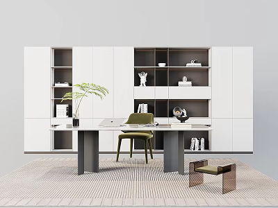 Study Bookcase Manager's Room Bookcase Bookshelf Desk Writing Desk Boss Desk Display Bookcase Book Ornaments 3d model