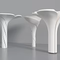 Modern White Columns with Sleek Curved Petal Shaped Tops in Minimalist Artistic Style